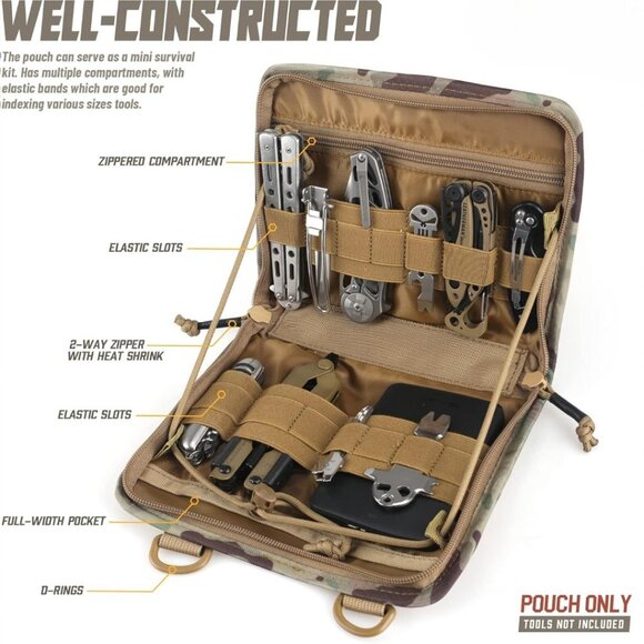 Tactical Folding Admin Pouch, Molle Tool Bag of Laser-Cut Design, Medical Bag - Picture 6 of 7